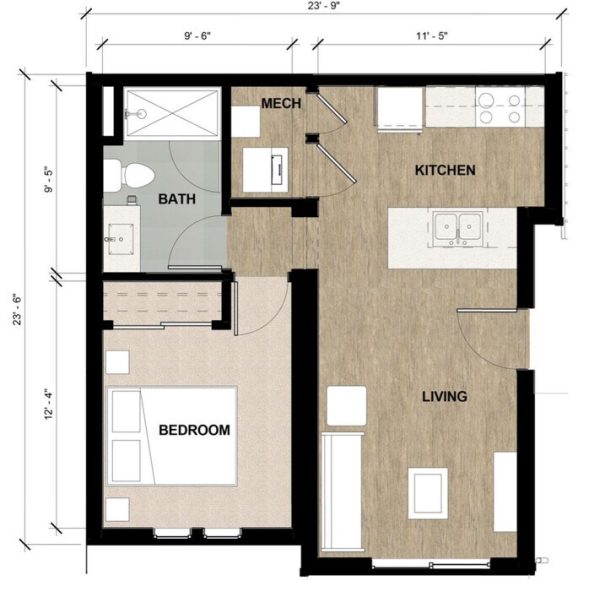 Bighorn Crossing Floor Plan 1 Bed 1 Bath 1 Bed 1 Bath 557 sqft